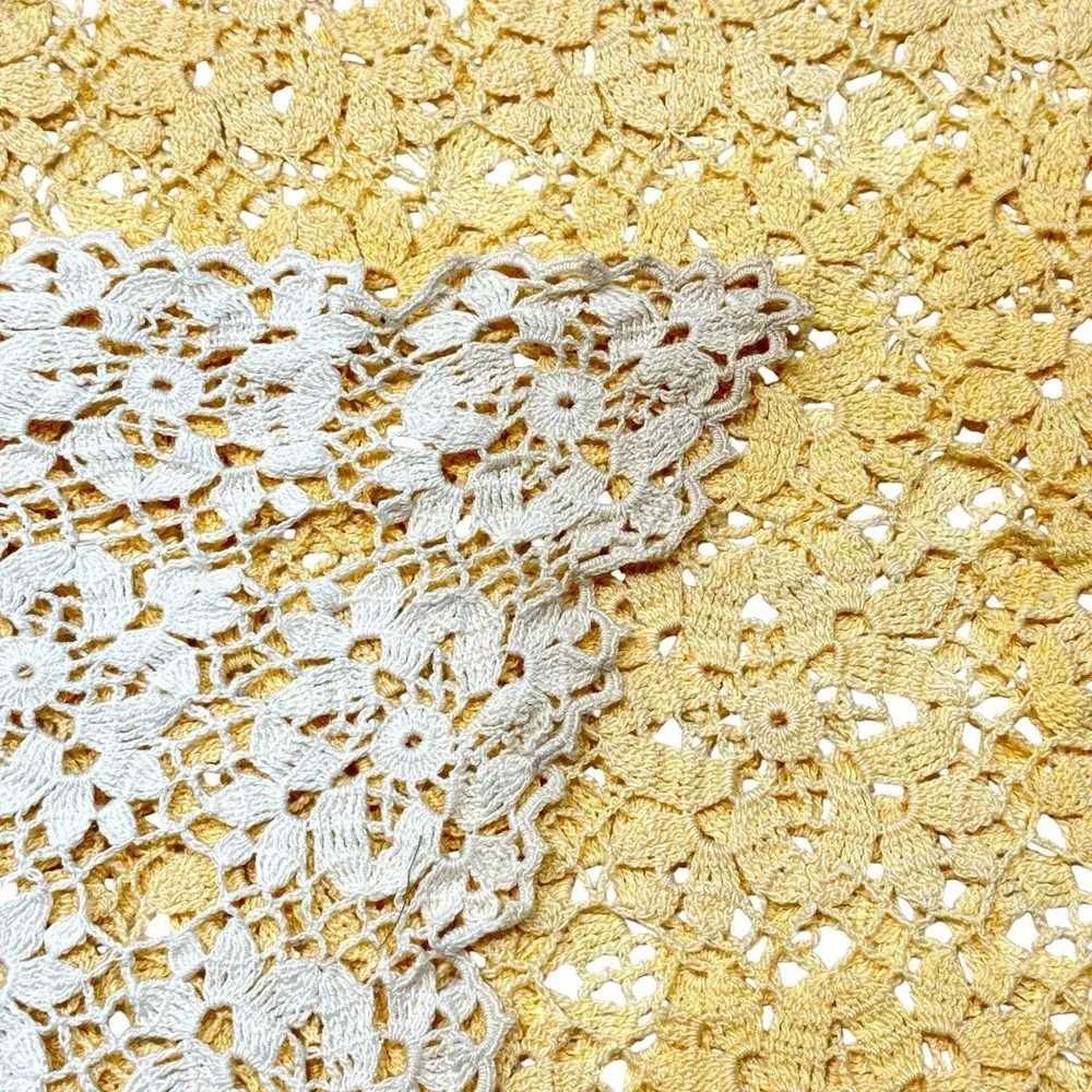 Vintage Crocheted Tablecloth 40 x 63